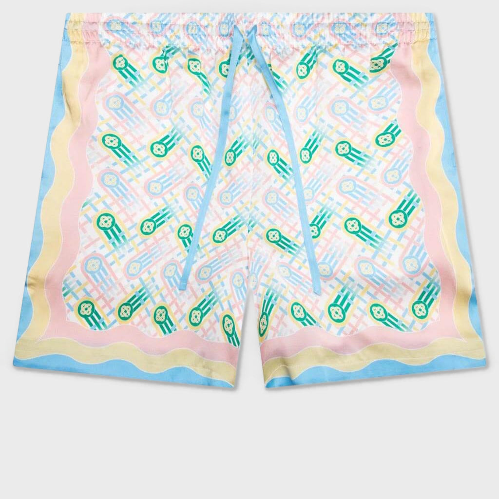 Silk Shorts With Drawstrings - Ping Pong Print
