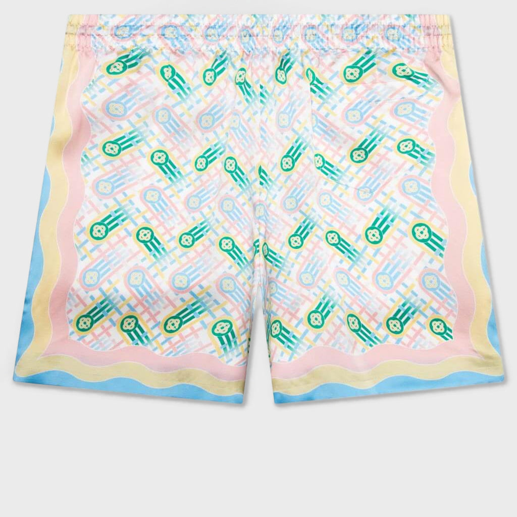 Silk Shorts With Drawstrings - Ping Pong Print