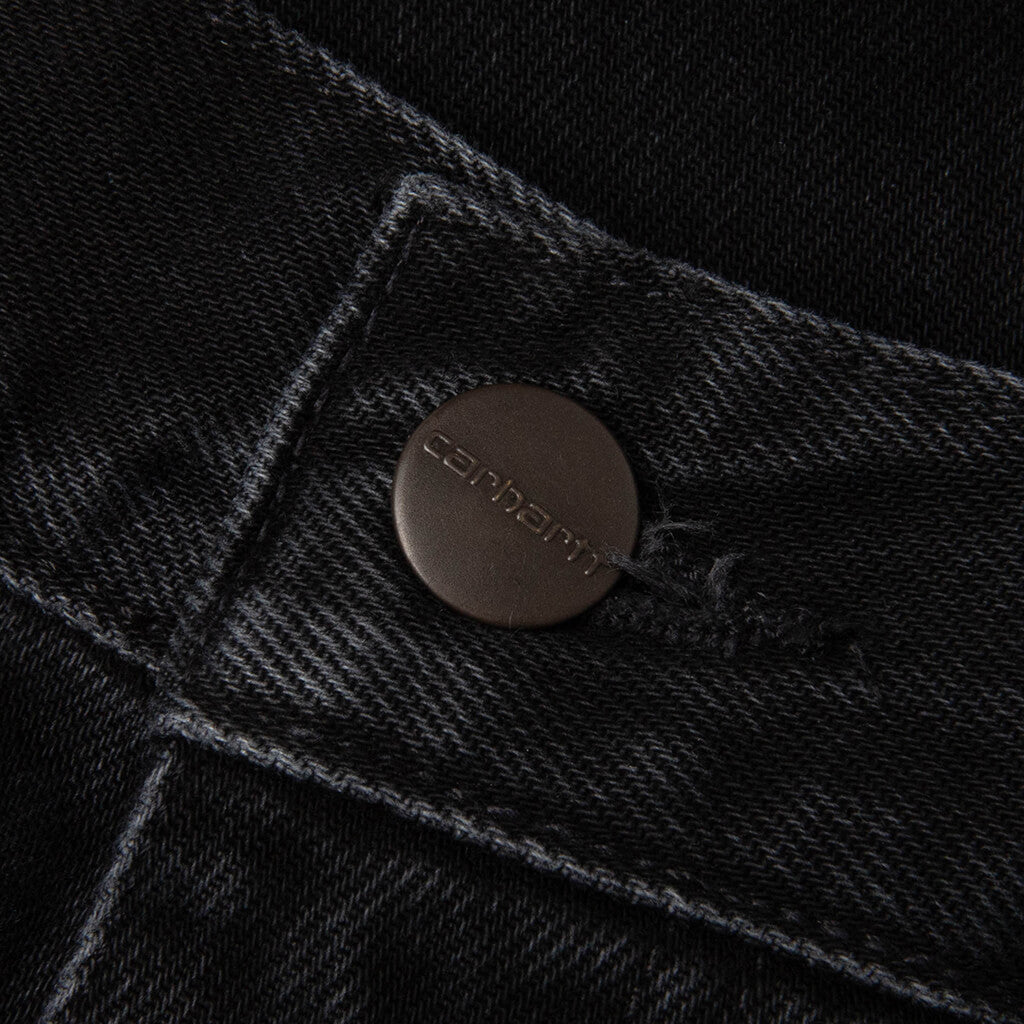 Single Knee Short - Black Stone Washed