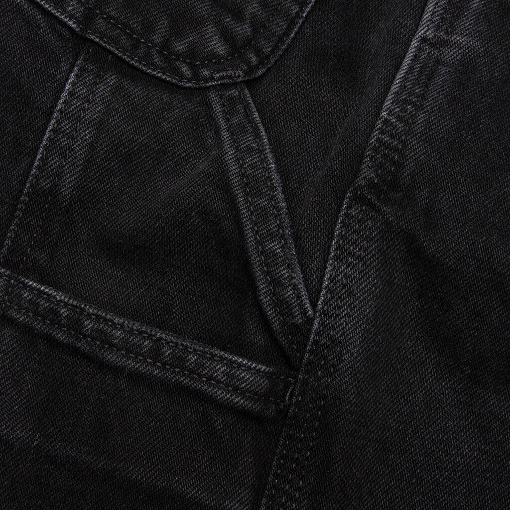 Single Knee Short - Black Stone Washed