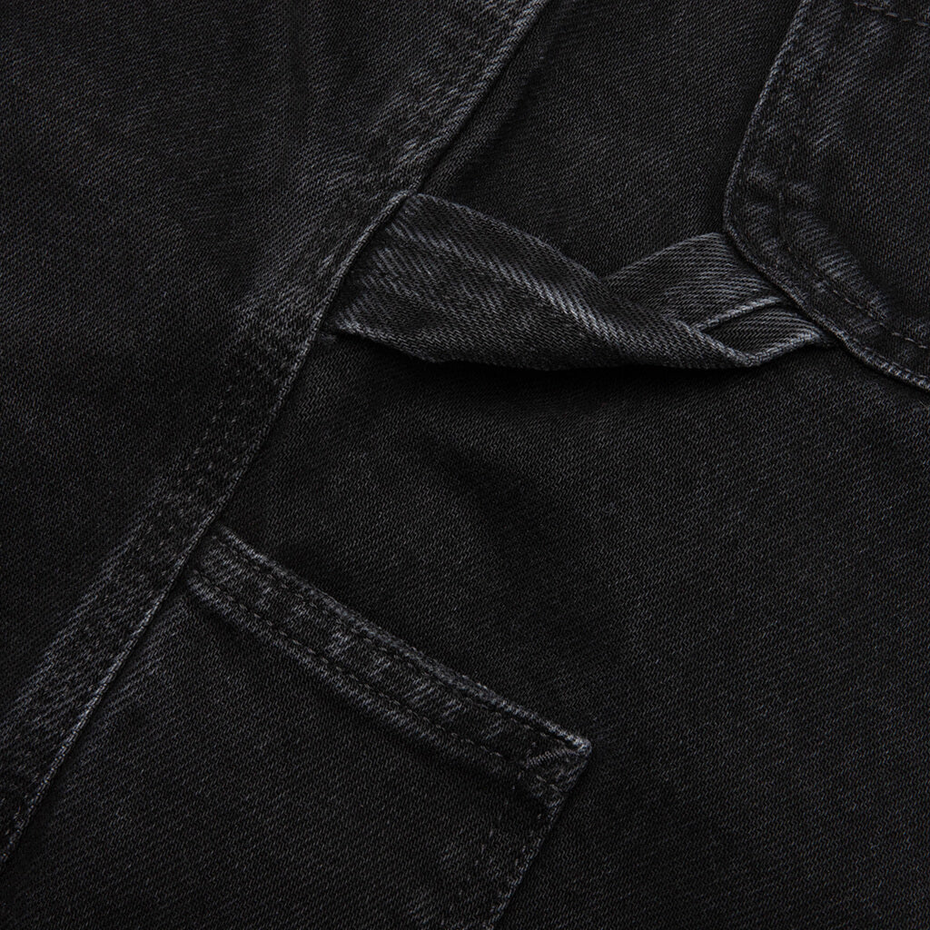 Single Knee Short - Black Stone Washed