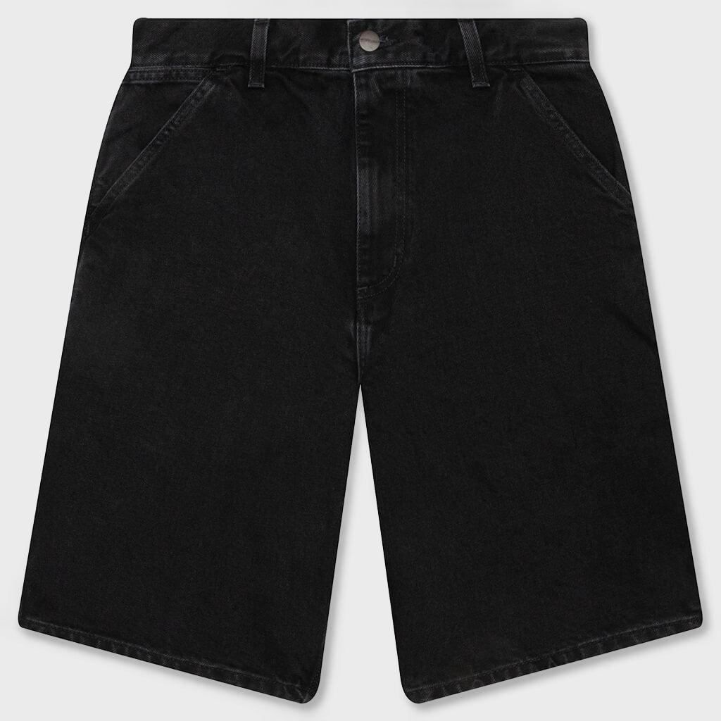 Single Knee Short - Black Stone Washed