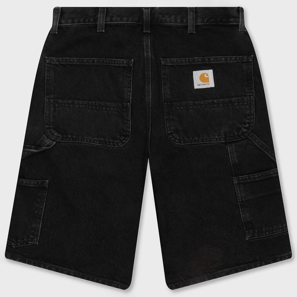 Single Knee Short - Black Stone Washed