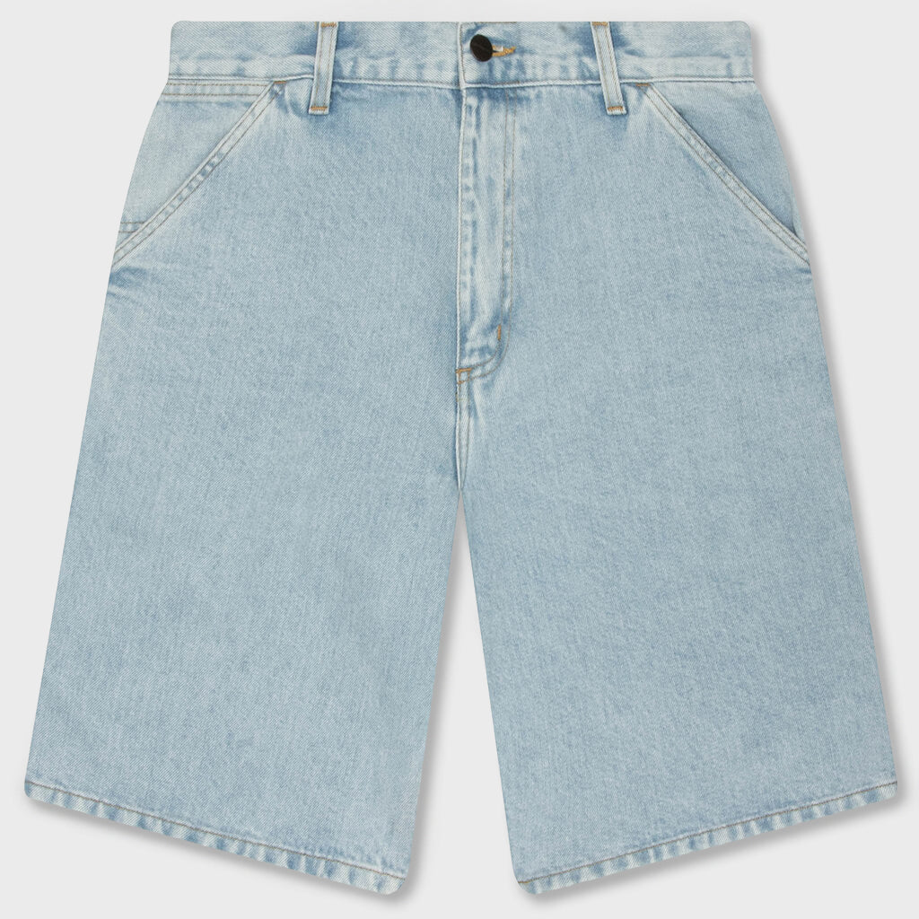 Single Knee Short - Blue Heavy Stone Bleached