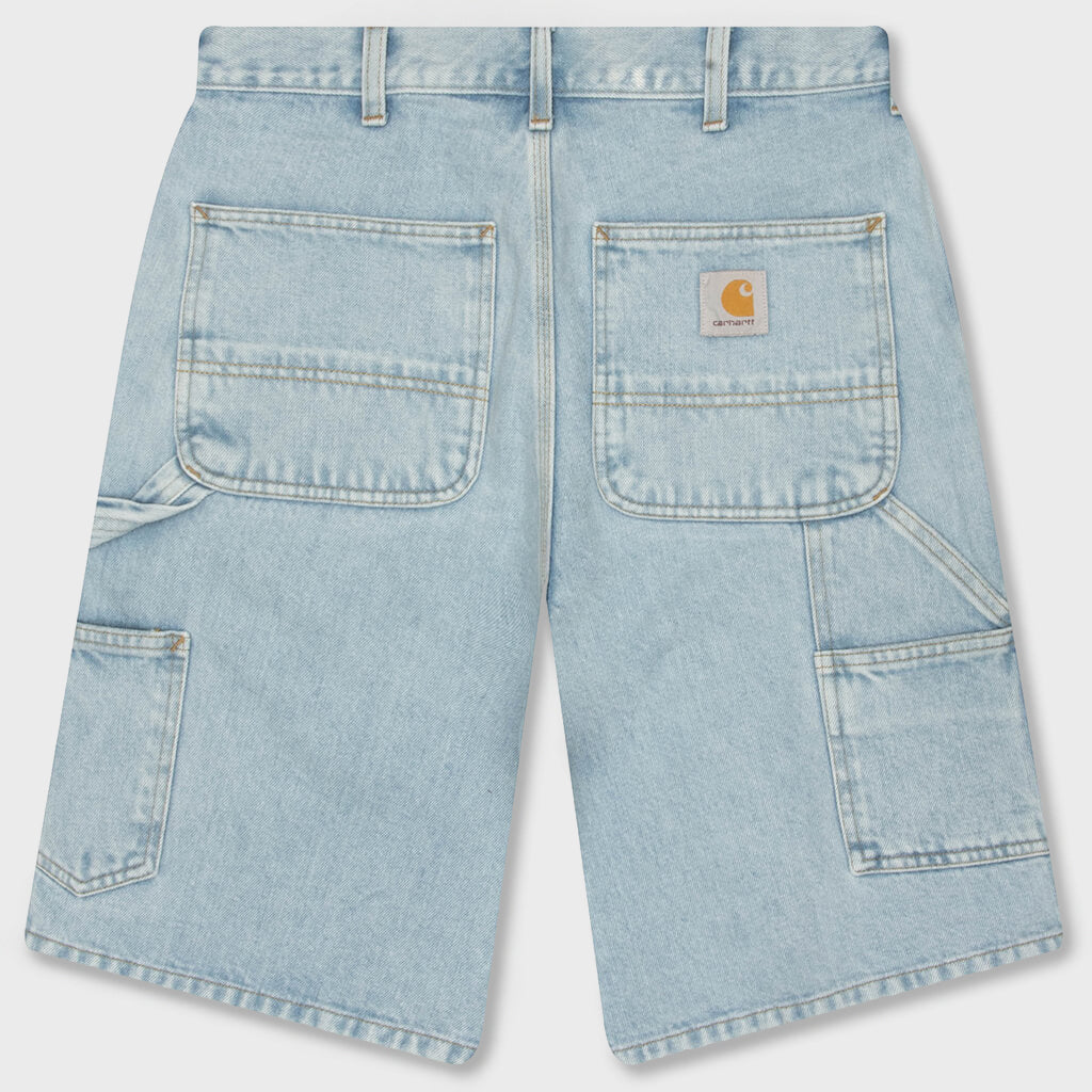 Single Knee Short - Blue Heavy Stone Bleached