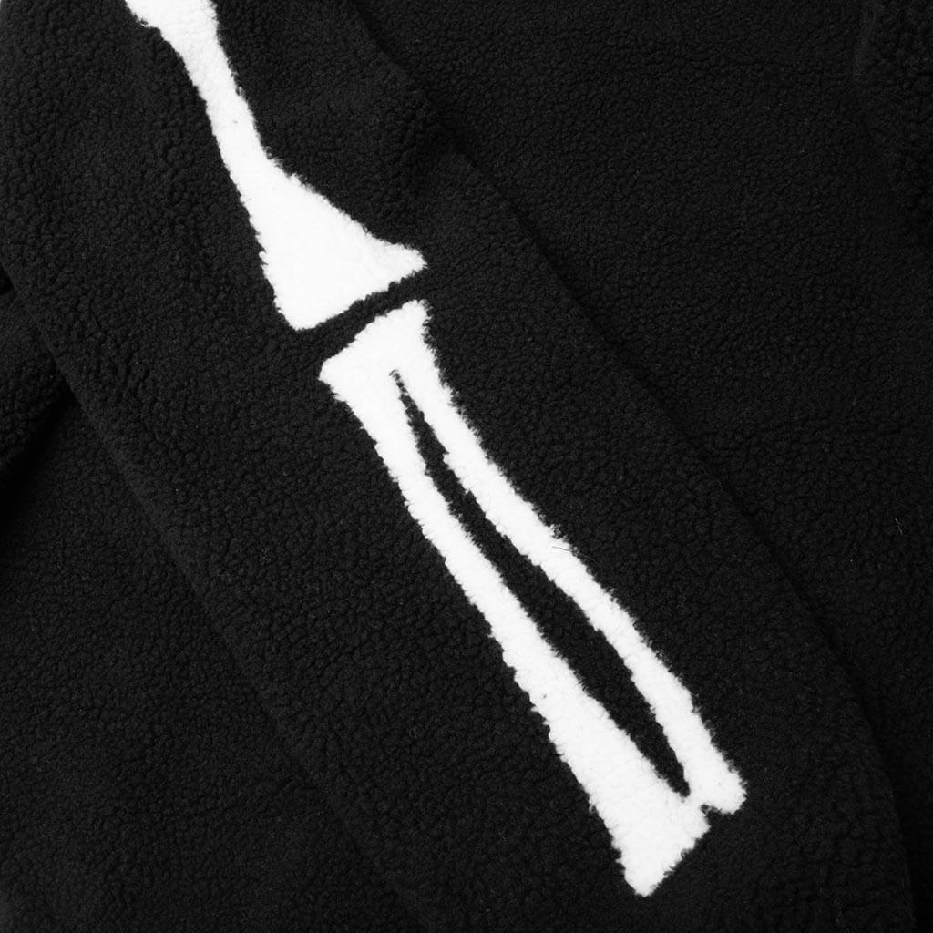 Skeletal Quarter Zip Sherpa Pullover Jacket - Black