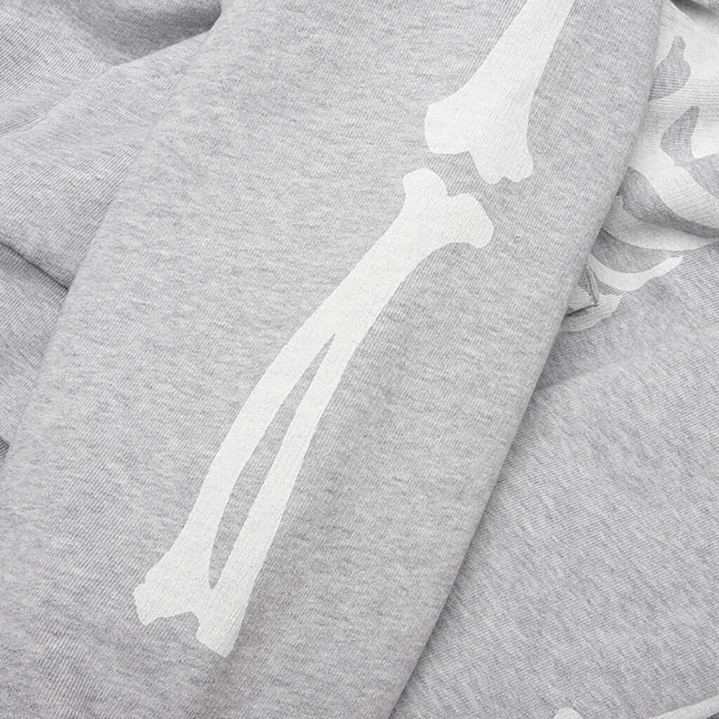 Skeleton Shark Heavy Washed Cropped Fit Full Zip Hoodie - Gray
