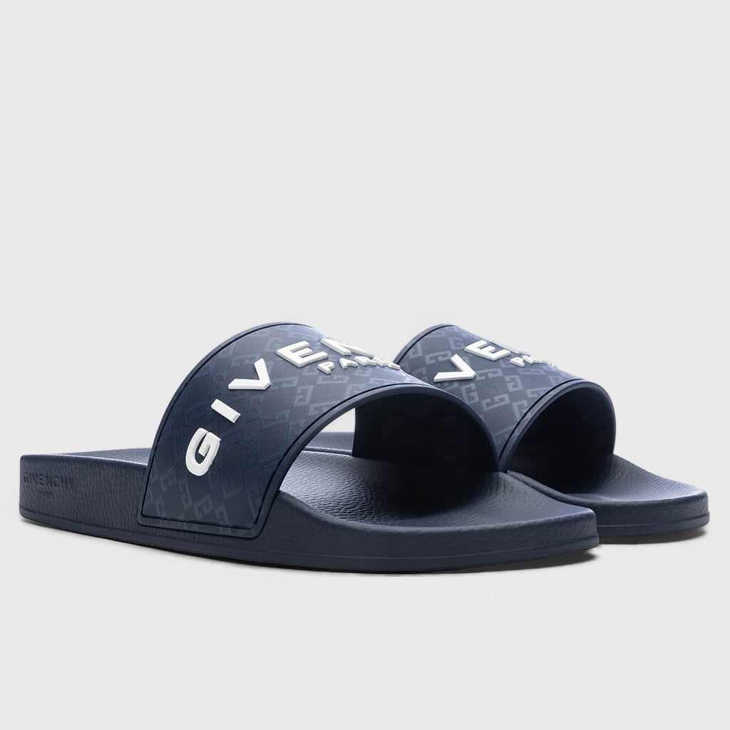 Slide Flat Sandals - Dark Blue