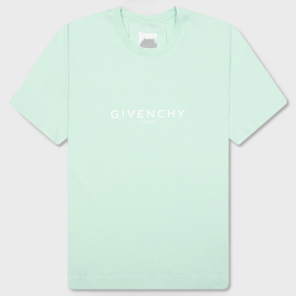 Slim Fit Reverse Print T-Shirt - Aqua Green