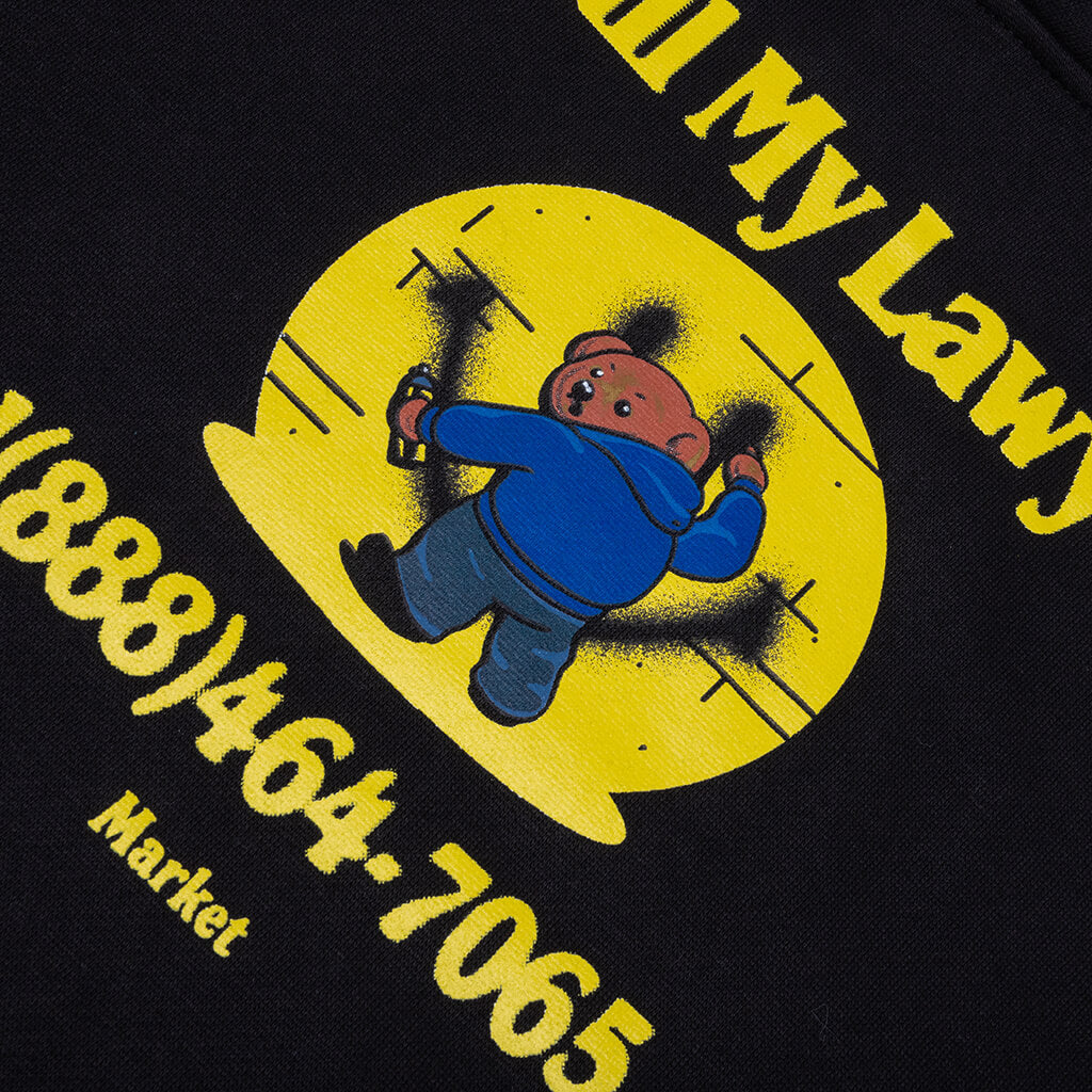 Smiley Call My Lawyer Bear Hoodie - Jet Black