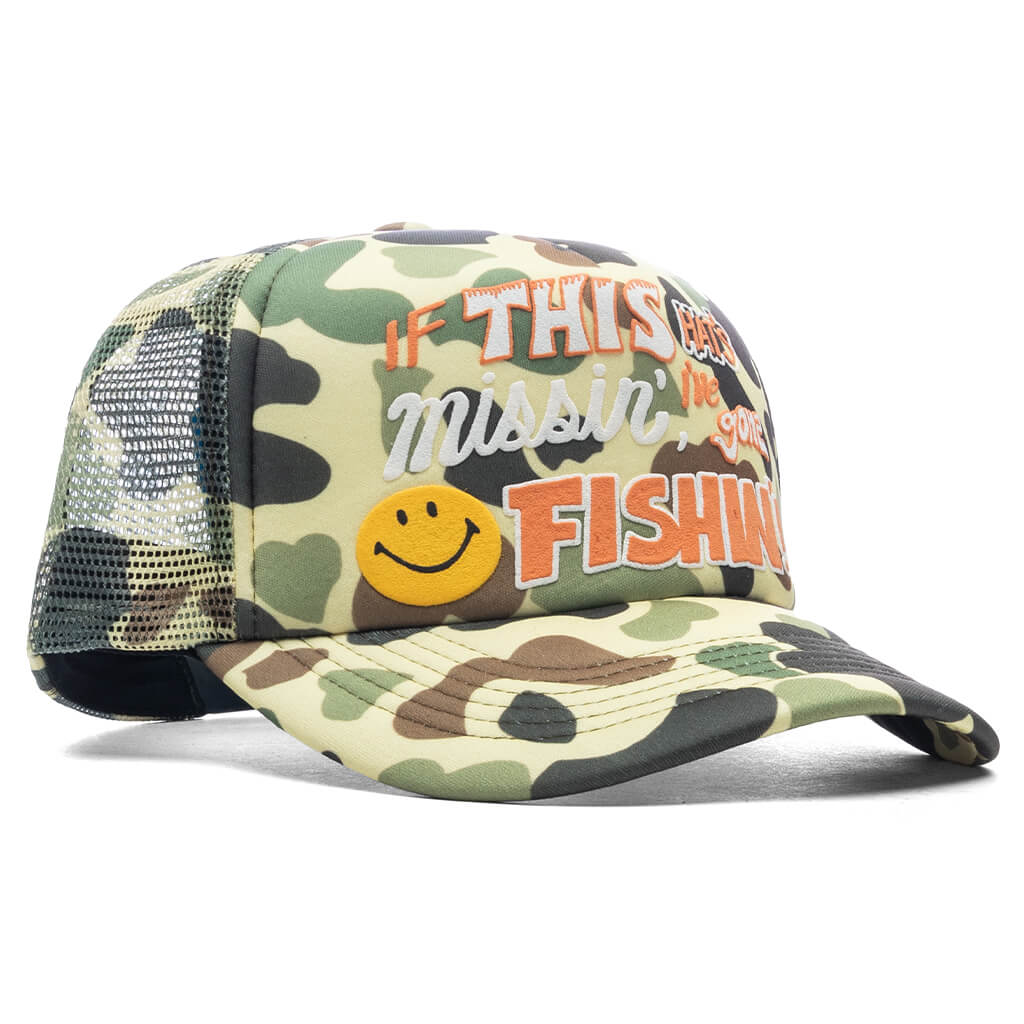 Smiley Camo Trucker Hat - Woodland