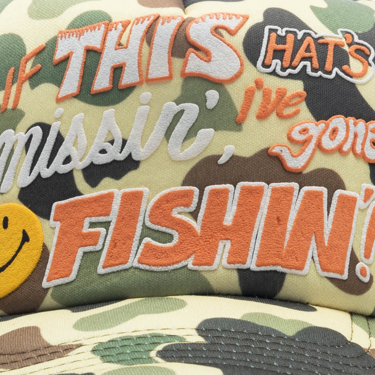Smiley Camo Trucker Hat - Woodland
