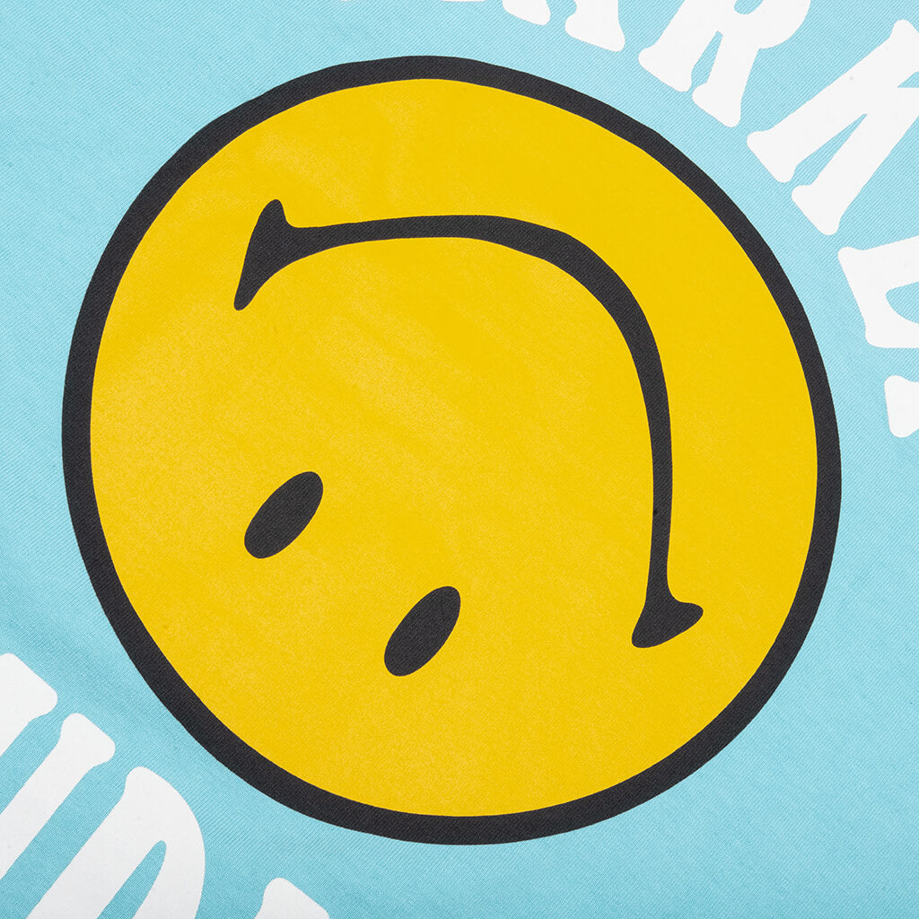 Smiley Upside Down Lockup T-Shirt - Retro Blue