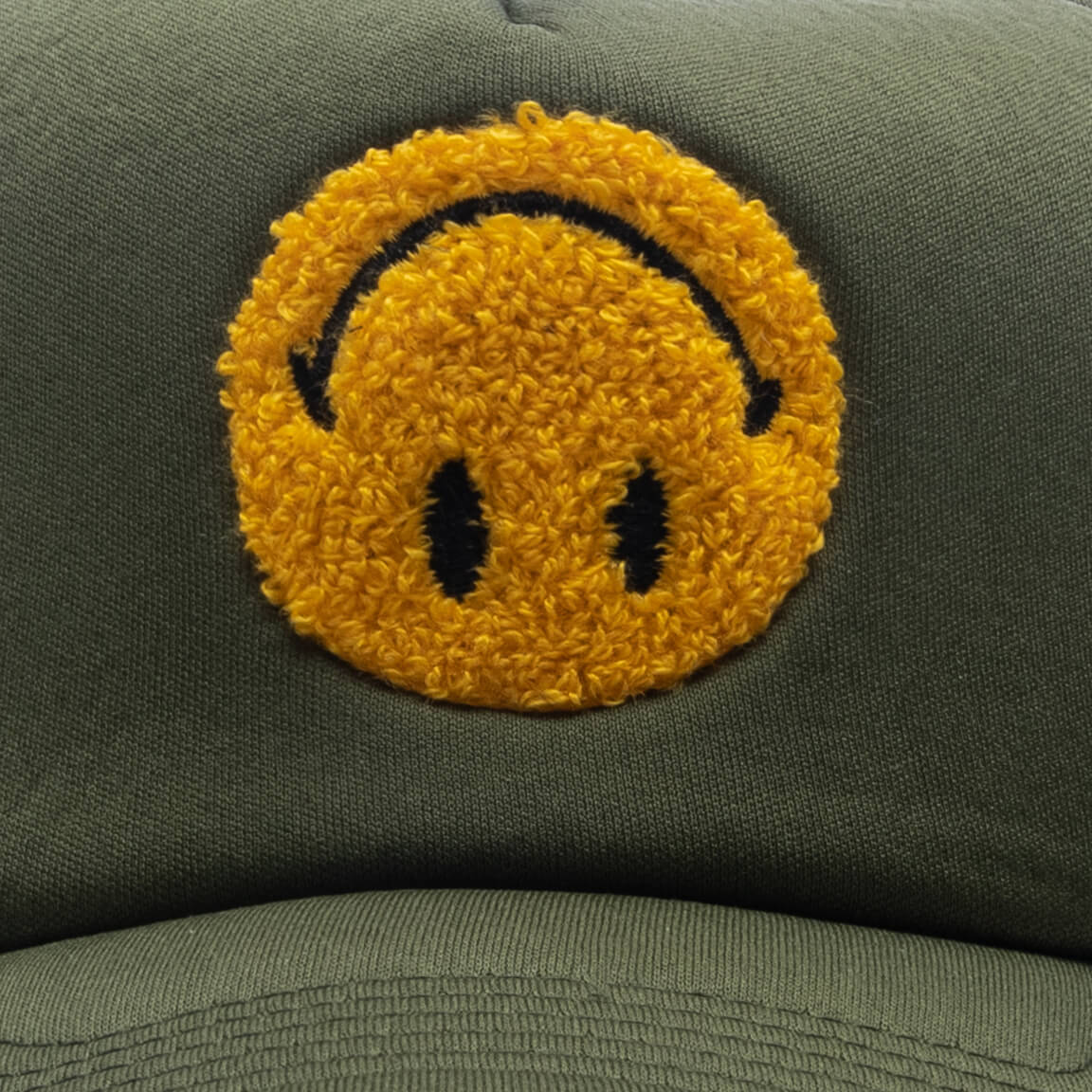 Smiley Upside Down Trucker Hat - Kelp