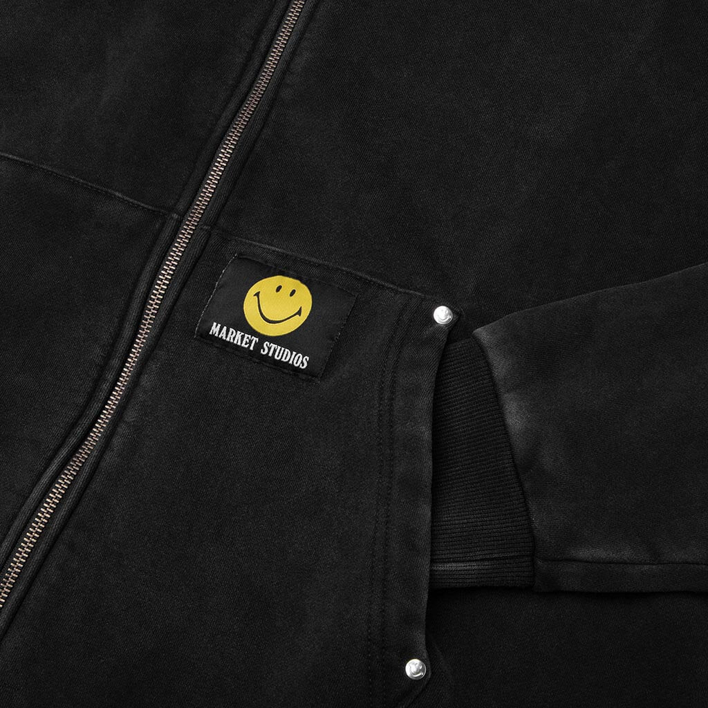 Smiley Core Zip Hoodie - Black