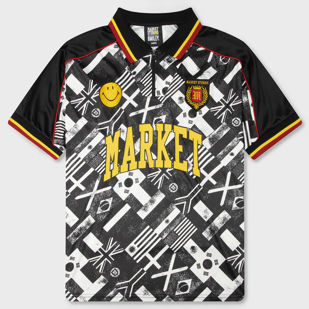Smiley International Flags S/S Soccer Jersey - Black/White
