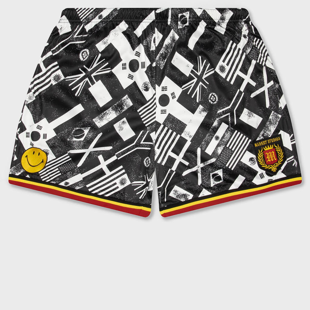 Smiley International Flags Soccer Shorts - White