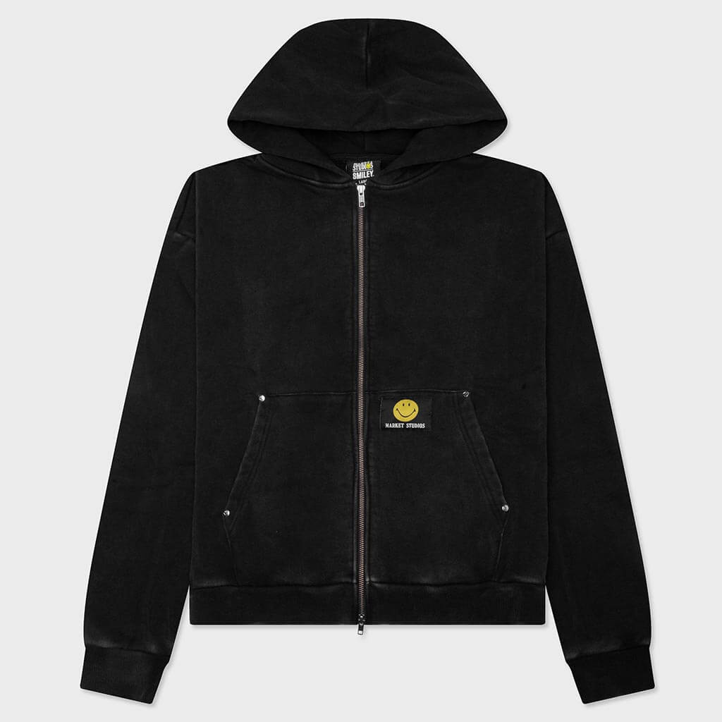 Smiley Core Zip Hoodie - Black