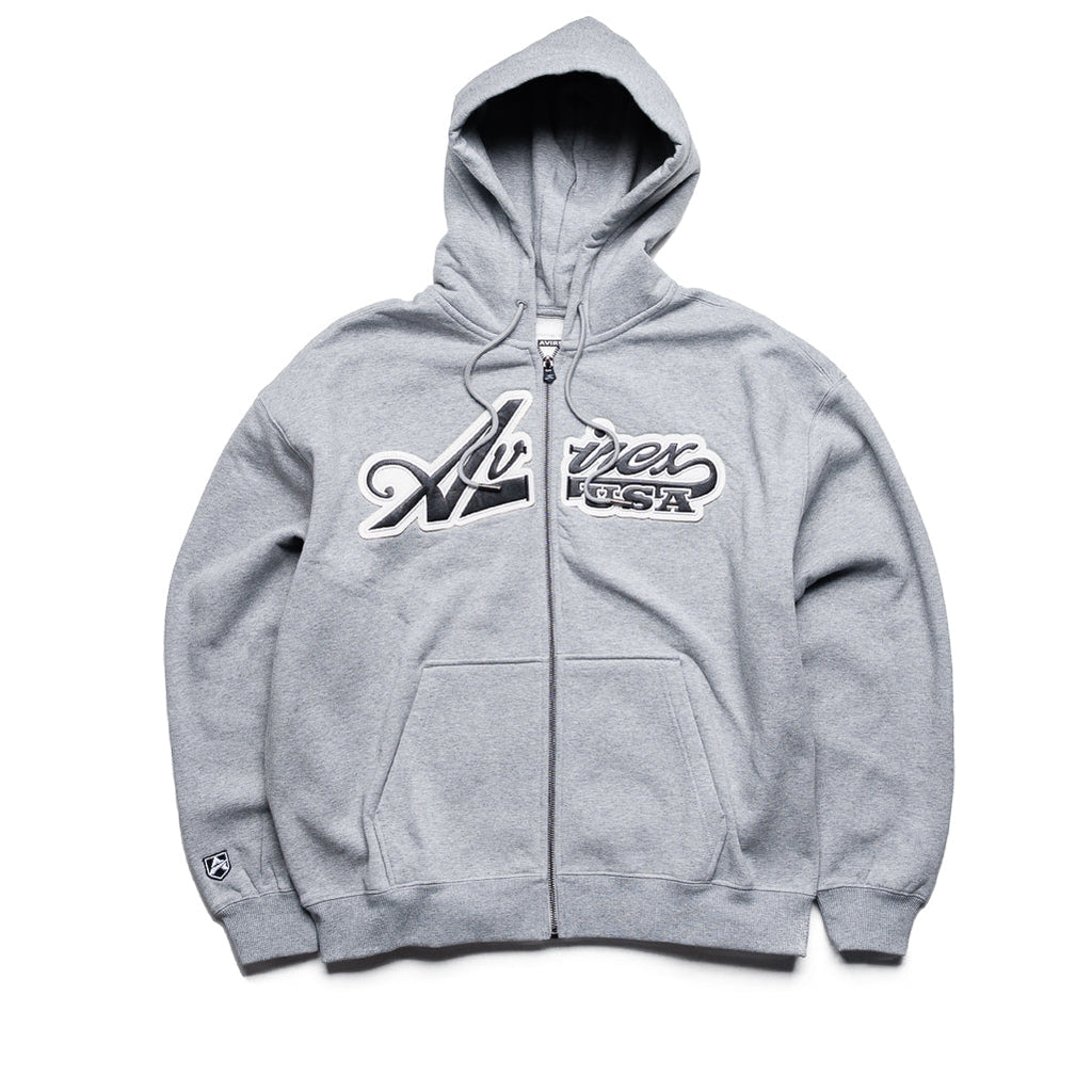 Avirex Script Hoodie - Heather Grey