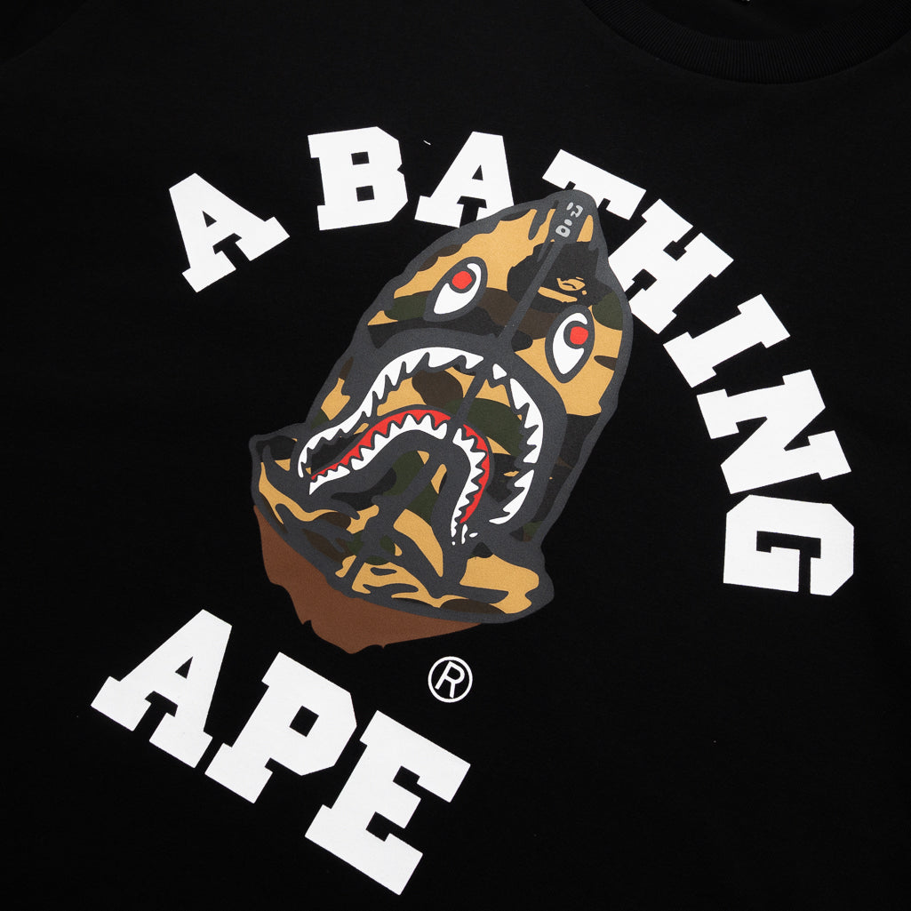 A Bathing Ape 1st Camo Shark Seijin College Tee - Black