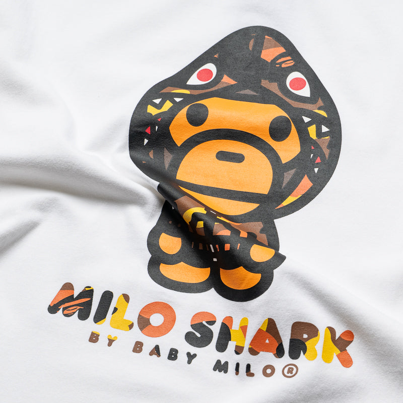 A Bathing Ape 1st Camo Milo Shark FZH L/S Tee - White/Orange