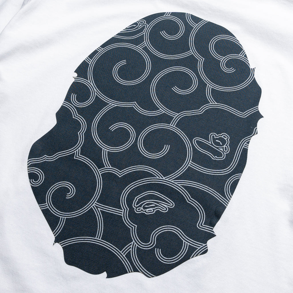 A Bathing Ape Japanese Cloud Camo Big Ape Head Tee - White