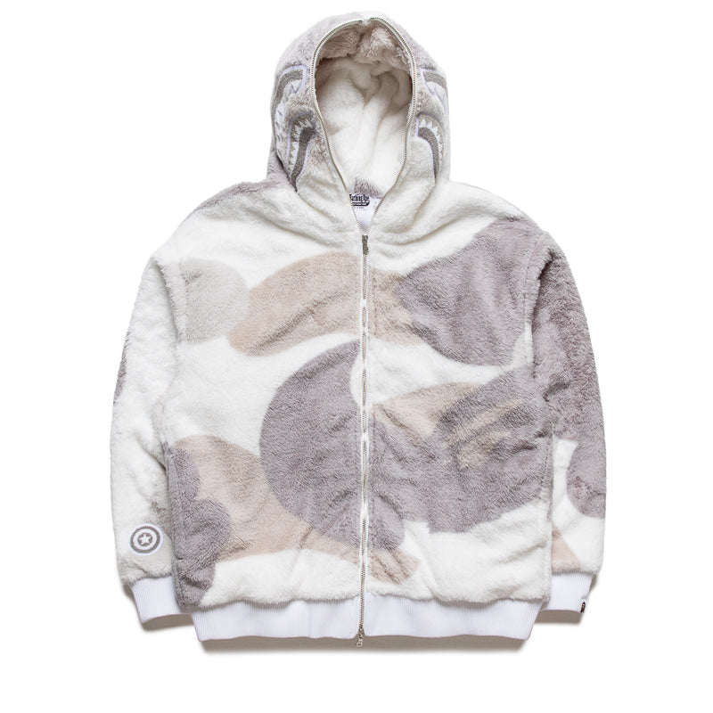 A Bathing Ape Color Camo Shark Full Zip Sherpa Jacket - White