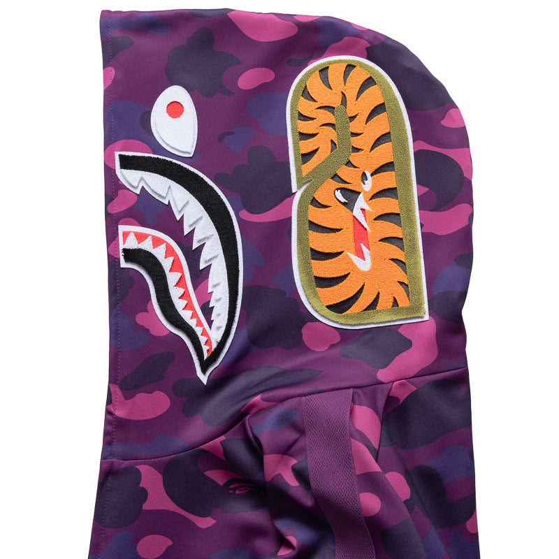 A Bathing Ape Color Camo Shark Hoodie Track Jacket - Purple