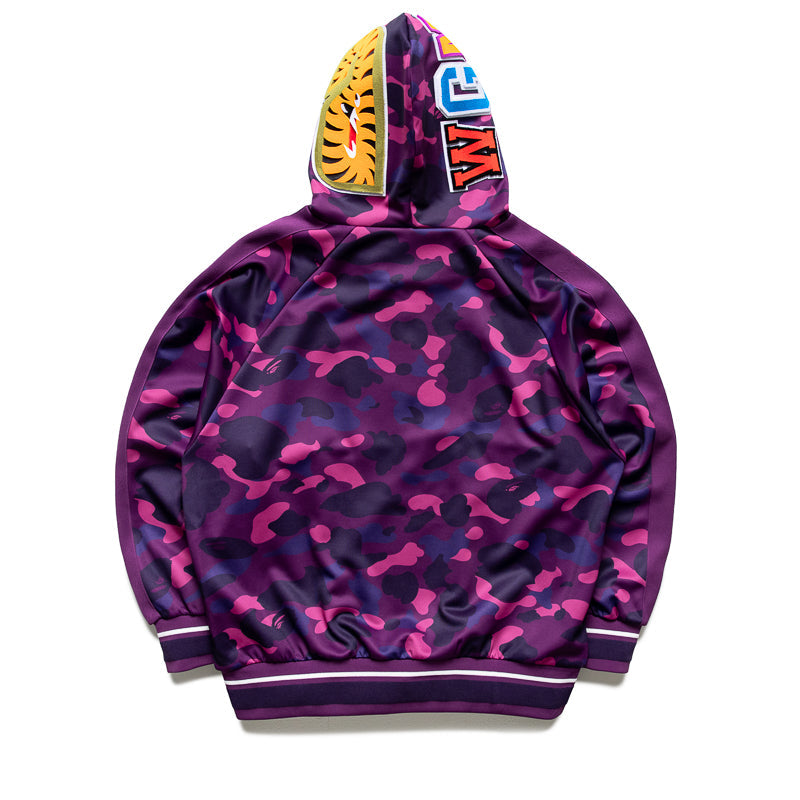 A Bathing Ape Color Camo Shark Hoodie Track Jacket - Purple