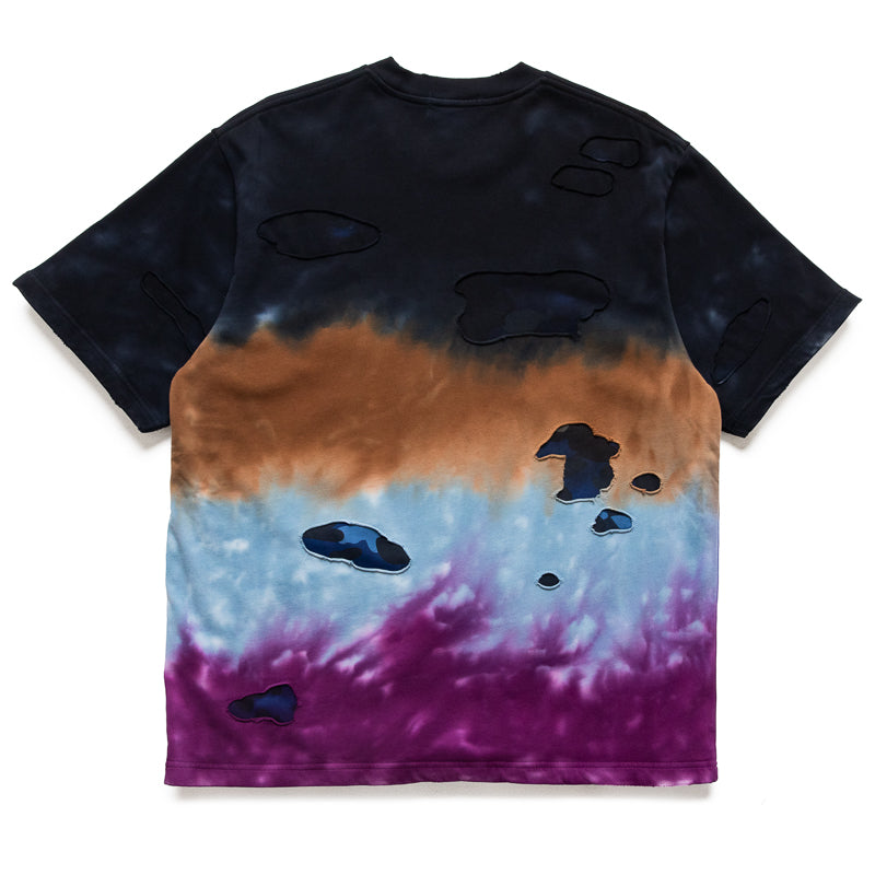 A Bathing Ape Color Camo Tie Dye Destroyed Multi Logo Tee - Black