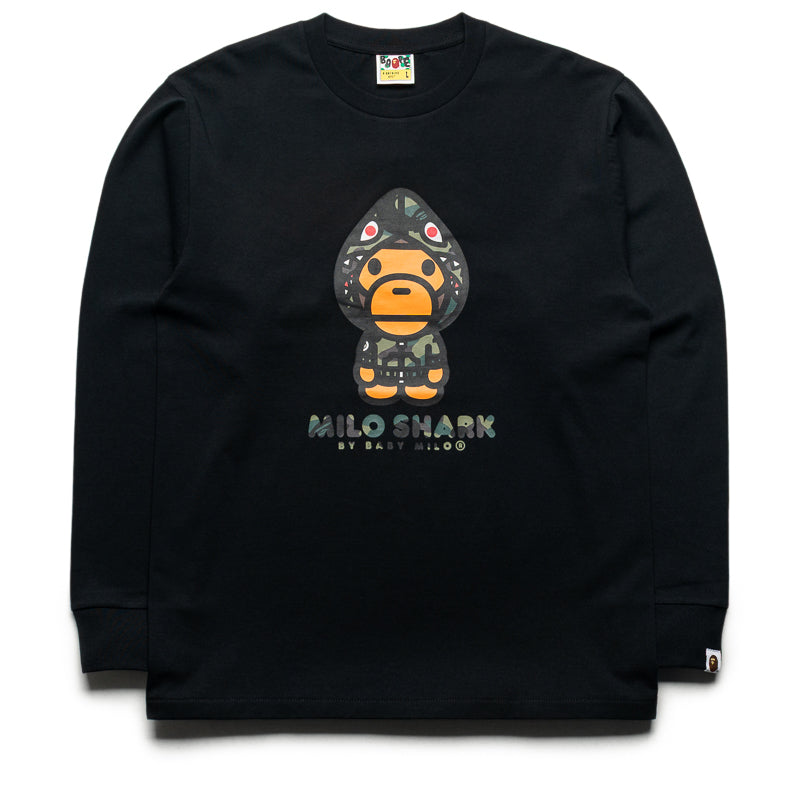 A Bathing Ape 1st Camo Milo Shark FZH L/S Tee - Black/Green