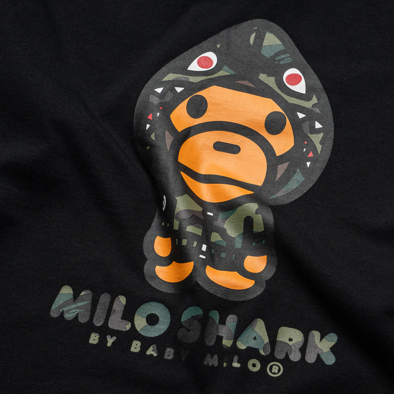 A Bathing Ape 1st Camo Milo Shark FZH L/S Tee - Black/Green