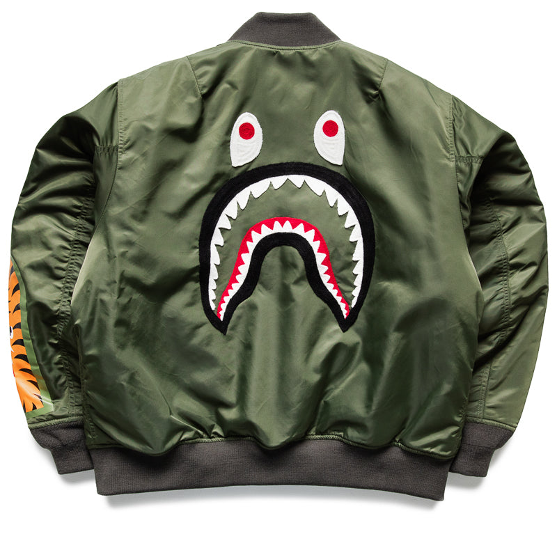 A Bathing Ape Shark MA-1 Bomber Jacket - Olive Drab