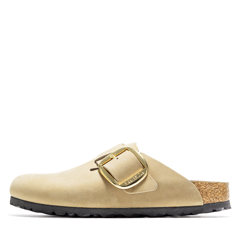 Women's Birkenstock Boston Big Buckle Oiled Leather - Tobacco Brown