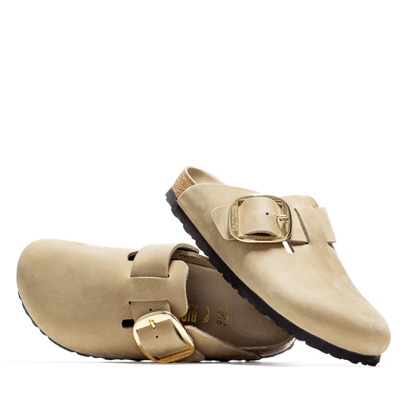 Women's Birkenstock Boston Big Buckle Oiled Leather - Tobacco Brown