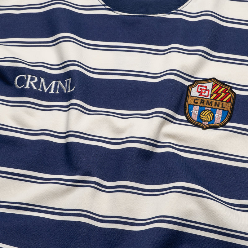 Criminal Damage Striped FC Sweatshirt - Navy/Cream