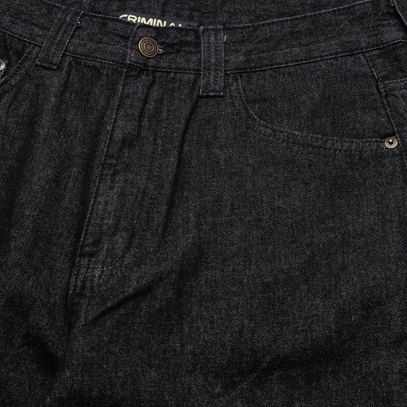 Criminal Damage Laser Print Logo Jeans - Washed Black