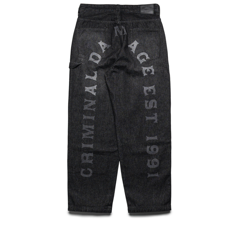 Criminal Damage Laser Print Logo Jeans - Washed Black