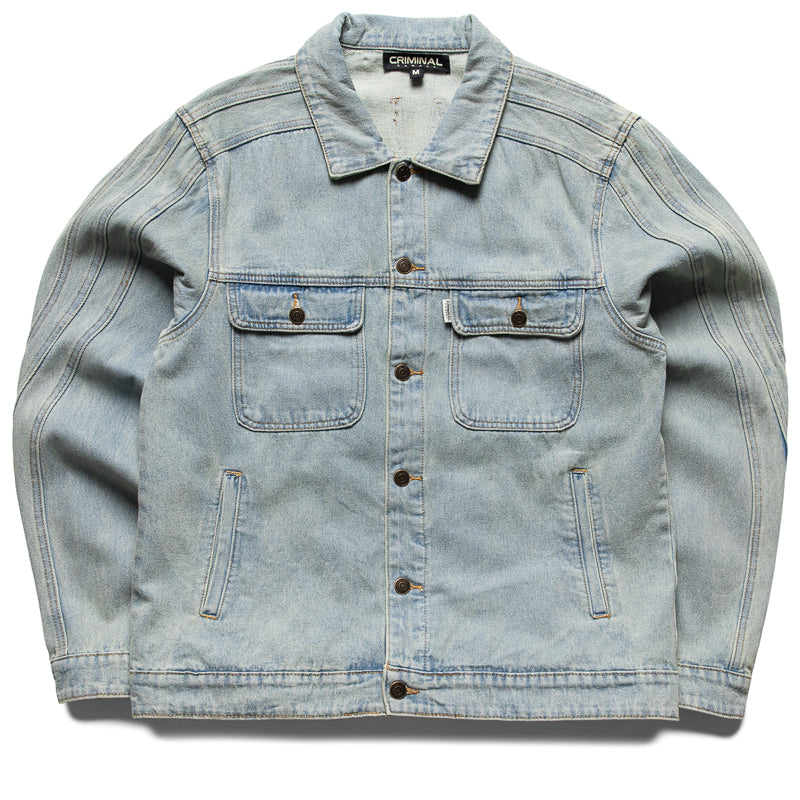 Criminal Damage Wavy Denim Jacket - Washed Blue