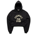 Women's Fear Of God Essentials Campus 90's Cropped Raglan Hoodie - Faded Black