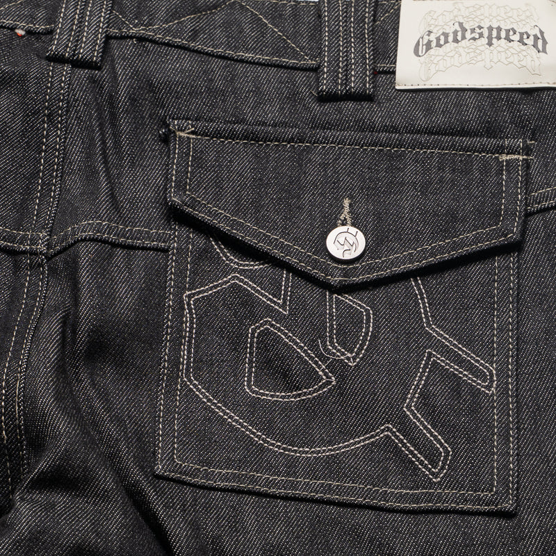 Godspeed New York Rockstar Flare Cargo Denim - Raw Black