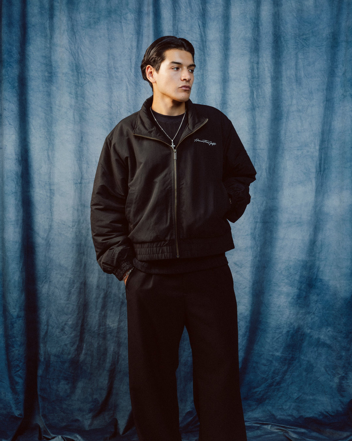 Honor The Gift Script Puffer Jacket - Black