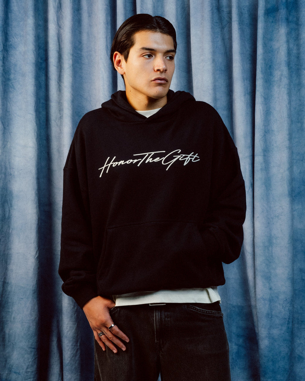 Honor The Gift Script Hoodie - Black