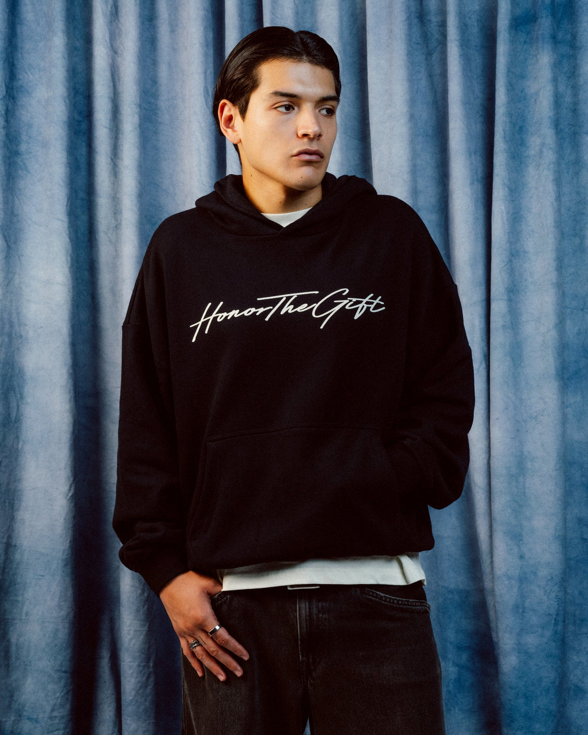 Honor The Gift Script Hoodie - Black