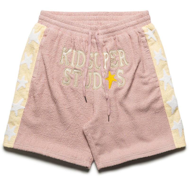 KidSuper Terrycloth Stars Shorts- Pastel Pink