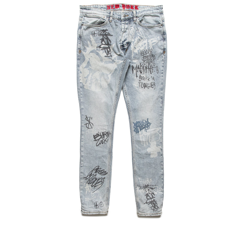 Ksubi Van Winkle Graffiti Denim Pant - Rogue Blue