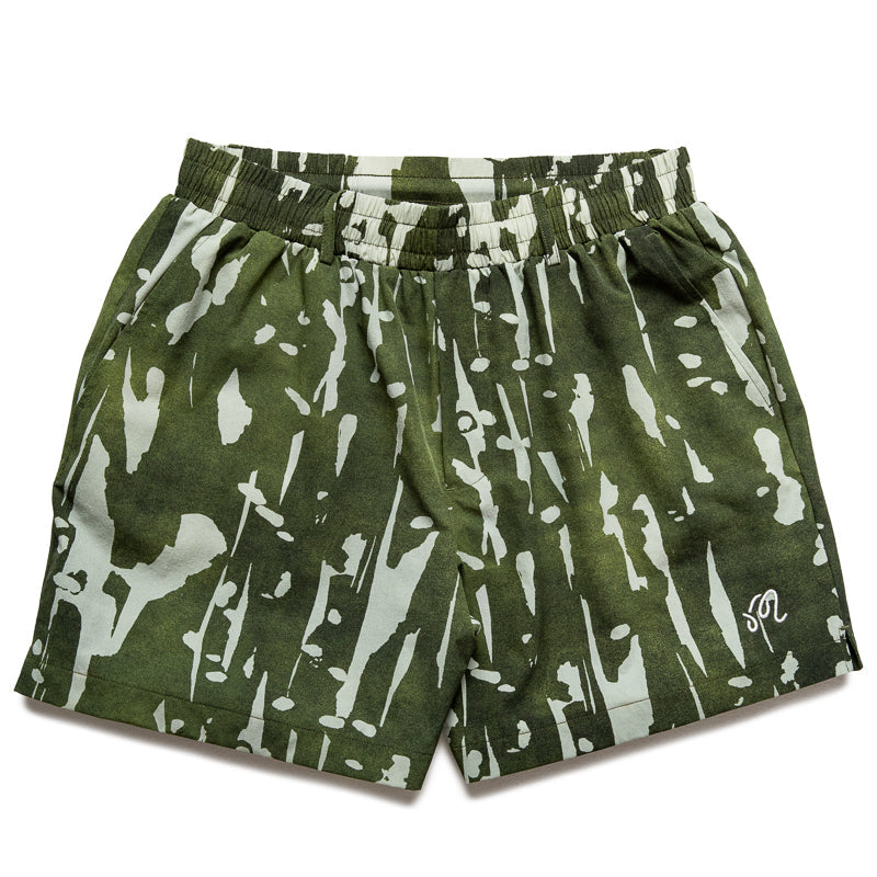 Malbon Golf Scooter Inkwash Short - Olive