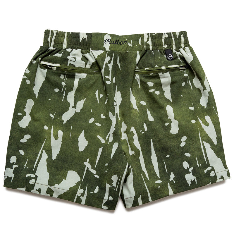 Malbon Golf Scooter Inkwash Short - Olive