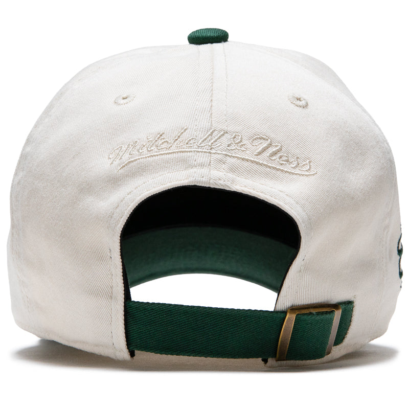 Politics x Mitchell & Ness 1904 Twill Strapback - Cream/Forest