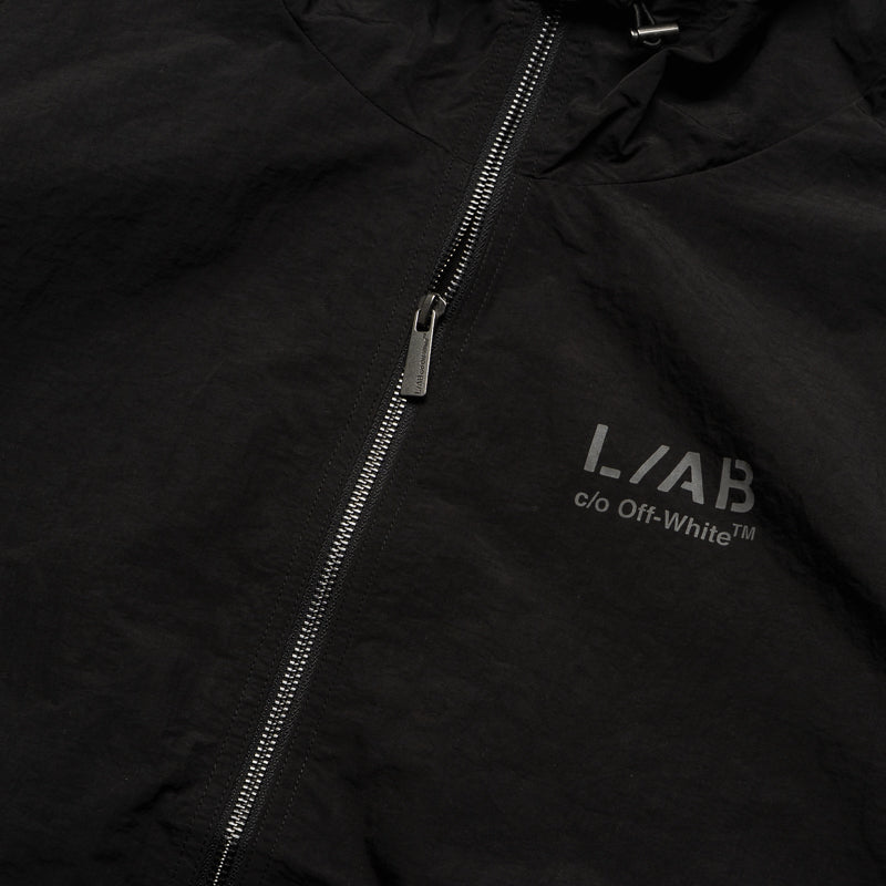 L/AB c/o Off-White Reflective Diagonal Windbreaker Jacket - Black